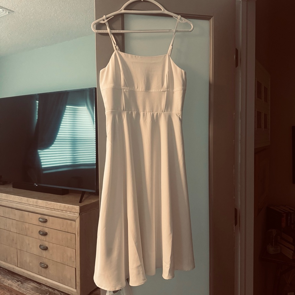 BCBG Cream Spaghetti Strap Midi Sundress